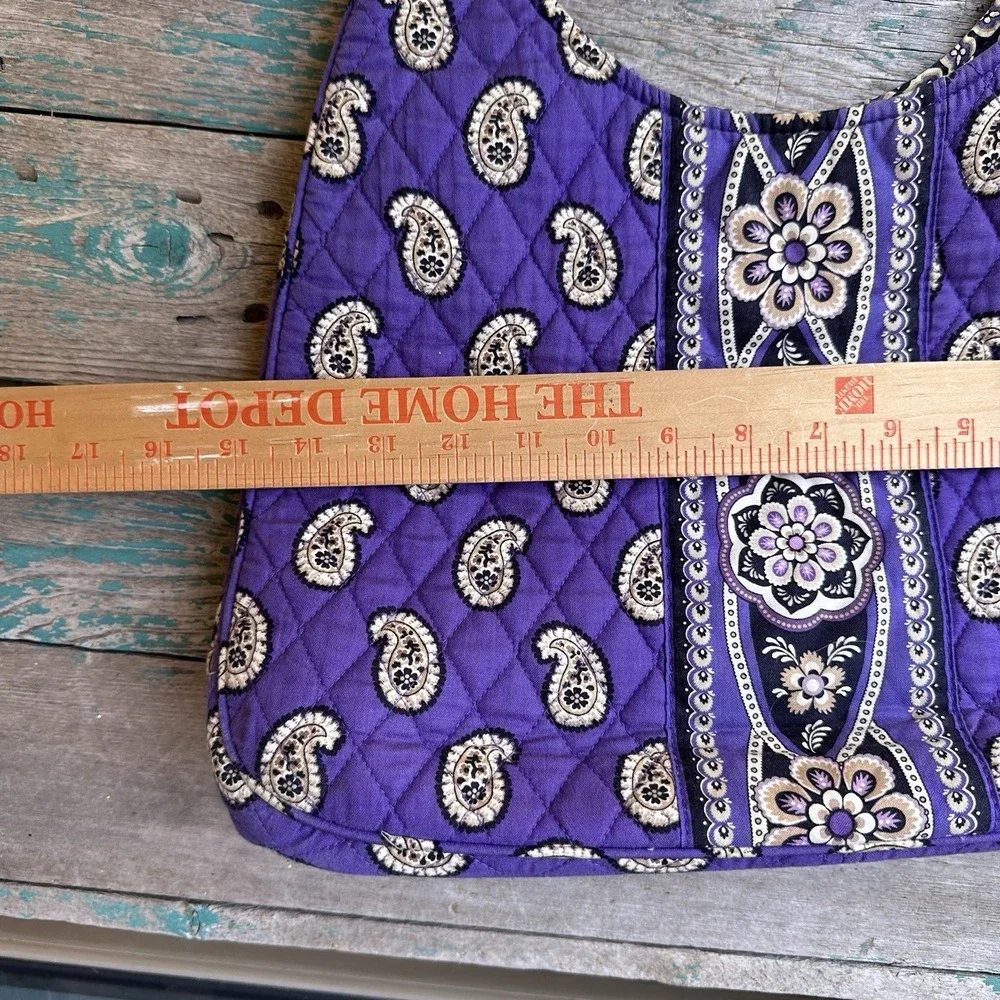 Vera Bradley Simply Violet Flower Paisley Shoulder Bag 15 Inch Hobo Zip Pocket